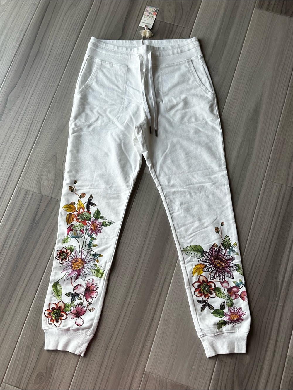 Johnny Was Floral Embroidered Joggers